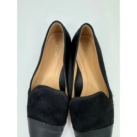 Nurture Womens Black Leather & Bovine Hair Reikel Loafers Size 8M - Picture 3 of 9